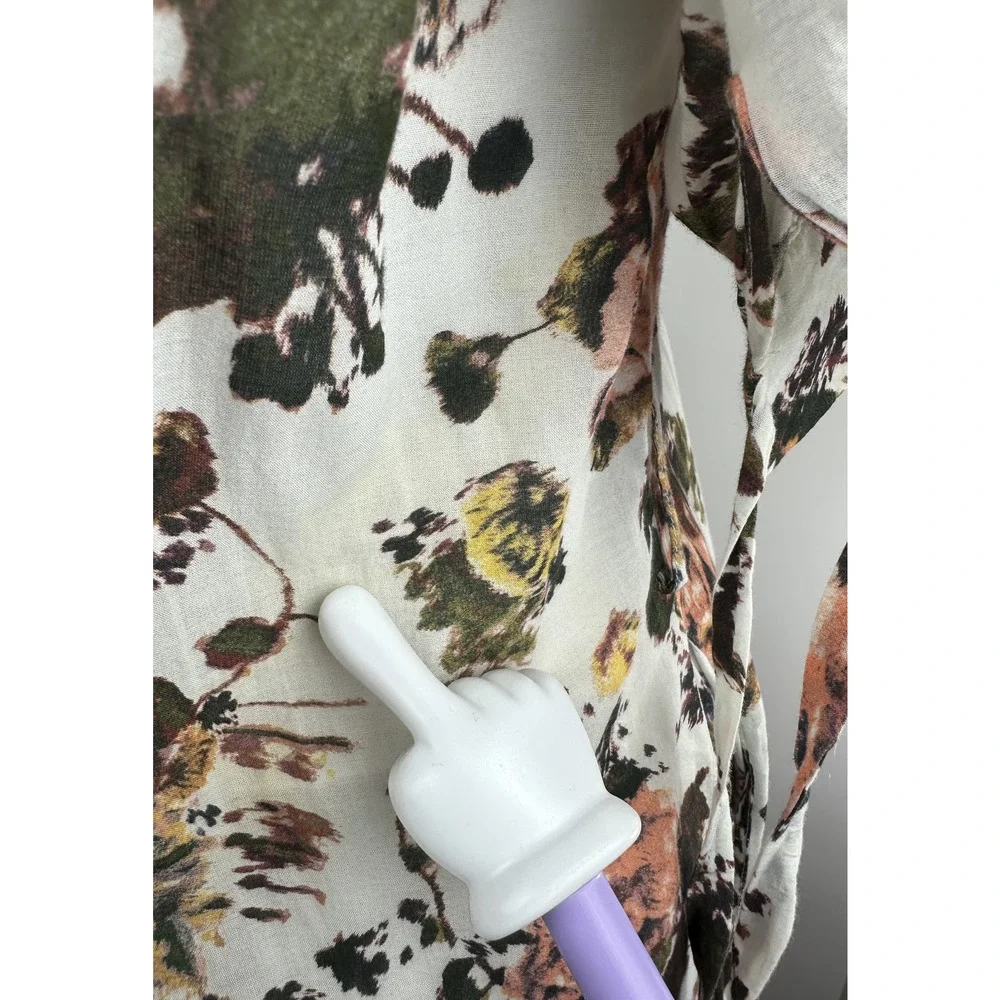 *Flawed Ulla Johnson Selena Cover Up Maxi Dress Small S Floral Tie Neck NO BELT - Picture 11 of 16